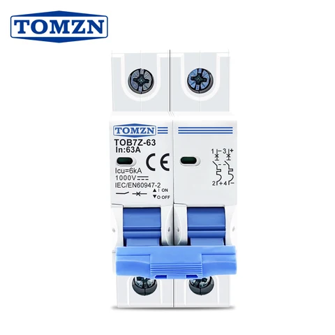 TOMZN 2-Pole DC MCB Circuit Breaker 1000V