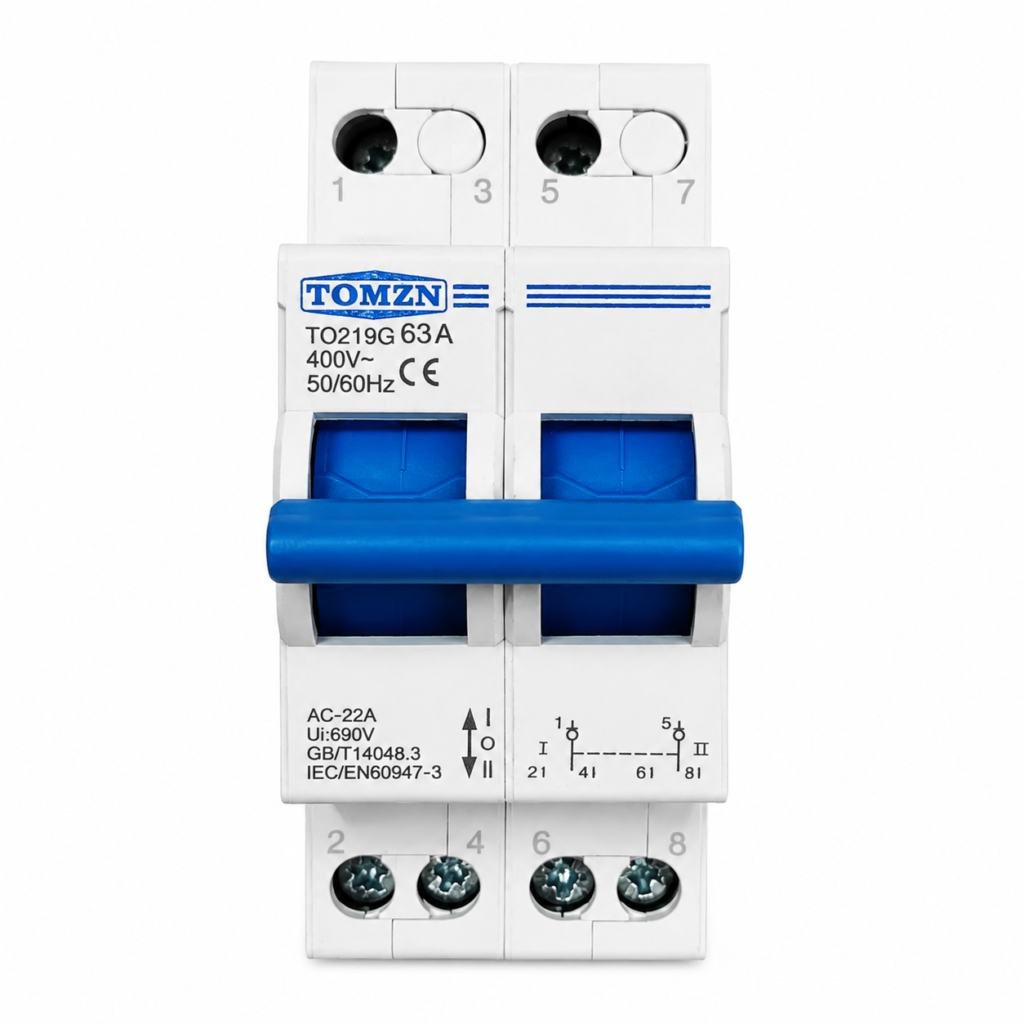 TOMZN 2-Pole AC Breaker Changeover Switch 2-Line