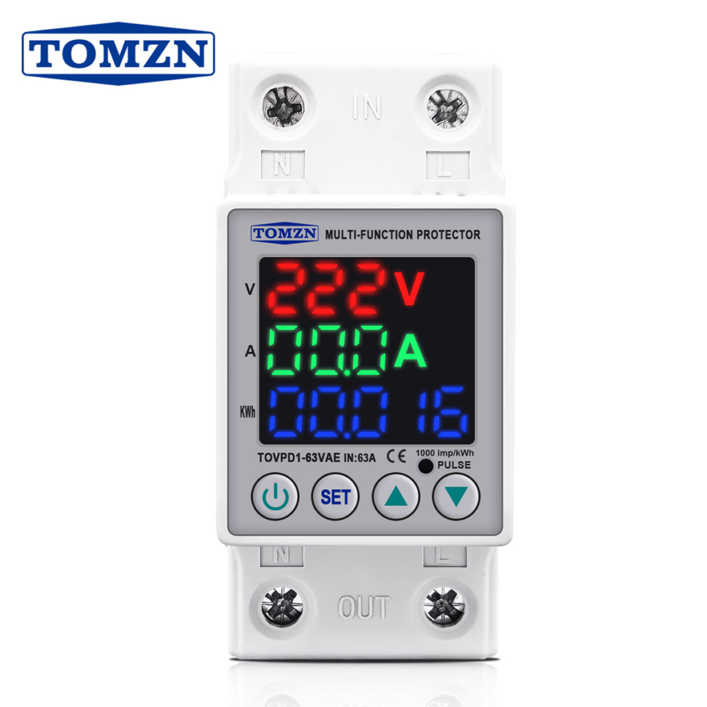 TOMZN 2-Pole AC Voltage & Current Protector KWH